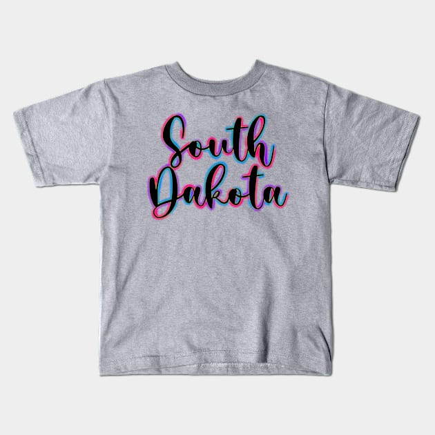 Colorful South Dakota Kids T-Shirt by DRHArtistry